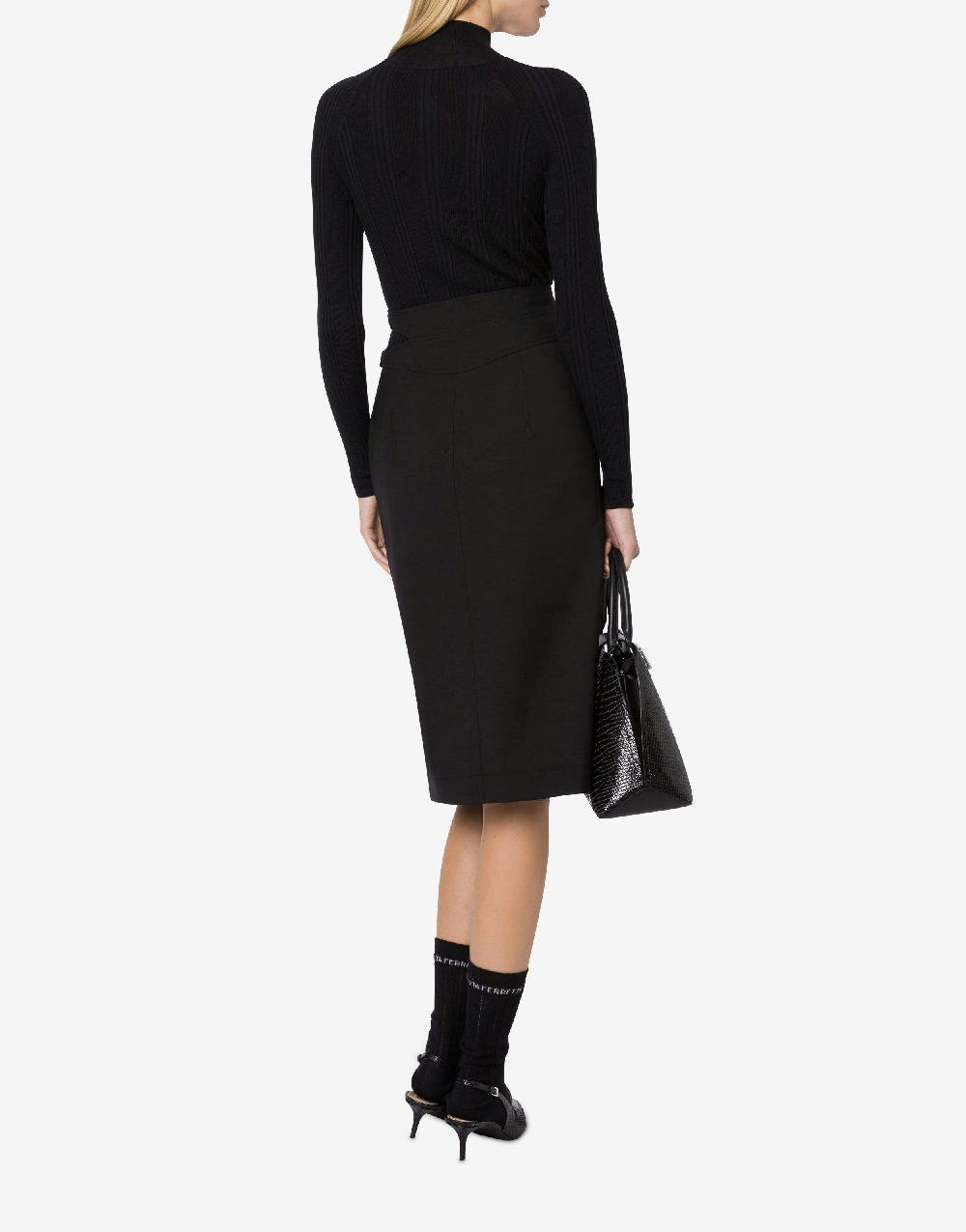 Alberta Ferretti Gonna midi in tela di lana stretch Vendita Calda