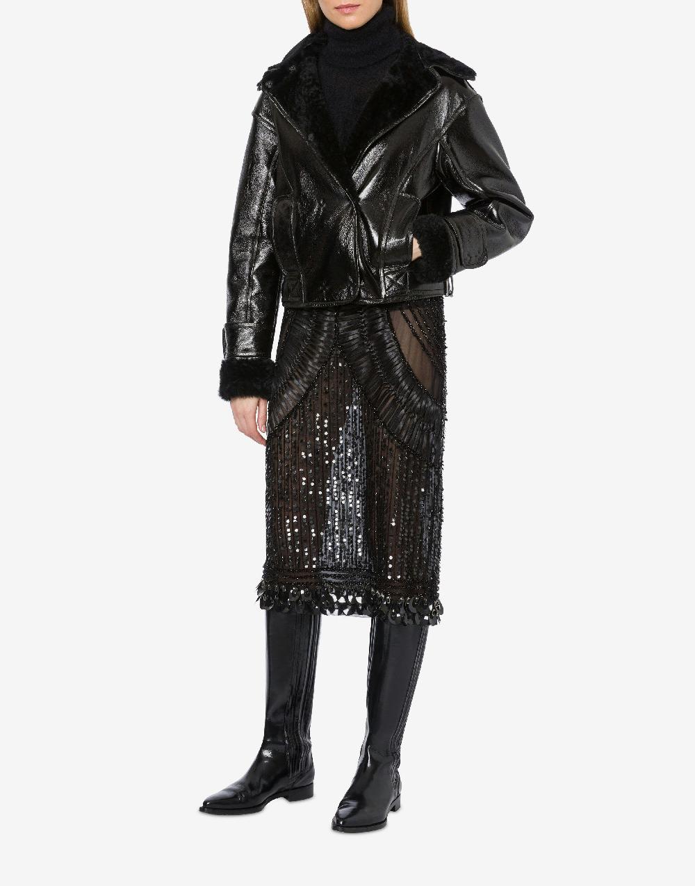 Alberta Ferretti Montone in shearling lucido reversibile Vendita Economica