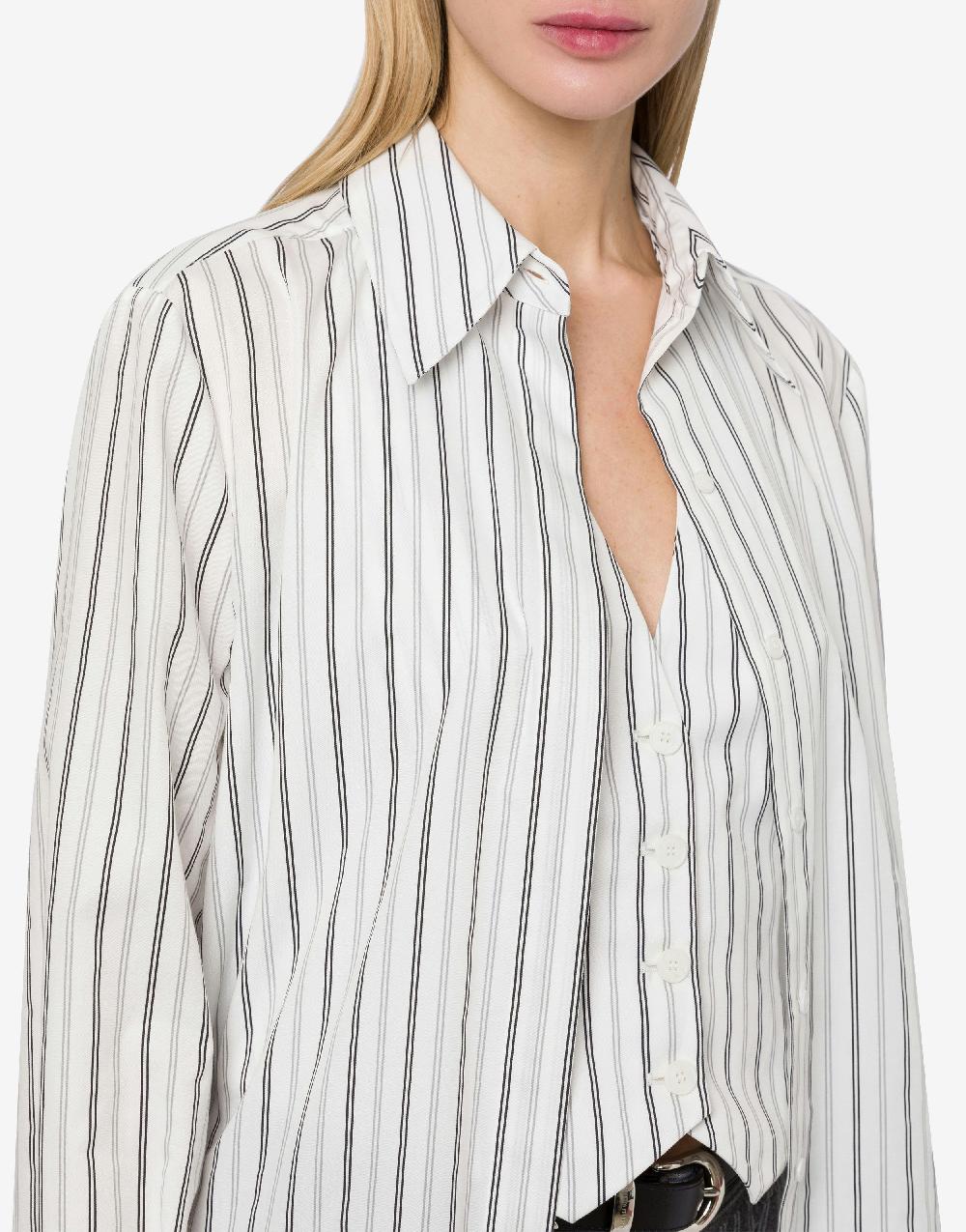 Alberta Ferretti Camicia in drill rigato con gilet Italy