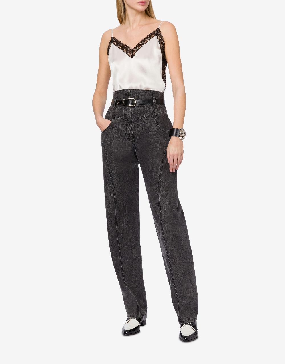 Alberta Ferretti Top in raso con pizzo Italia