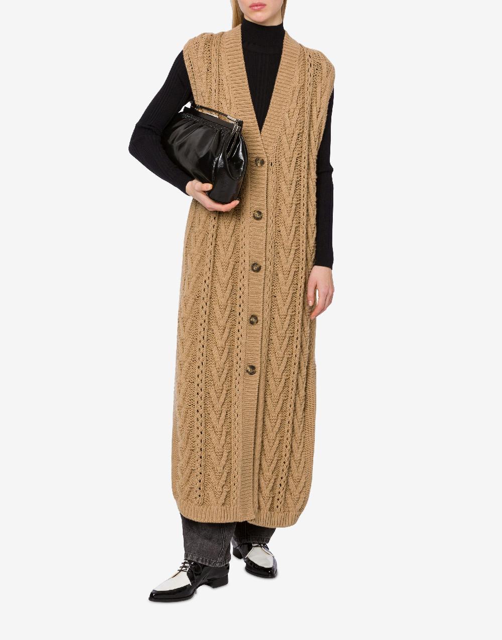Alberta Ferretti Gilet lungo in maglia di lana e cashmere Negozi Online