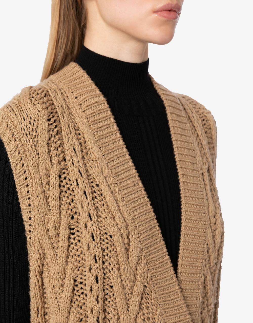Alberta Ferretti Gilet lungo in maglia di lana e cashmere Negozi Online