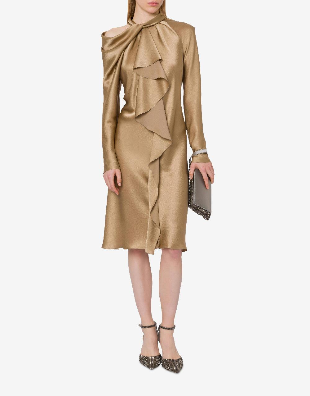 Alberta Ferretti Abito midi in raso con ruche Acquista Ora