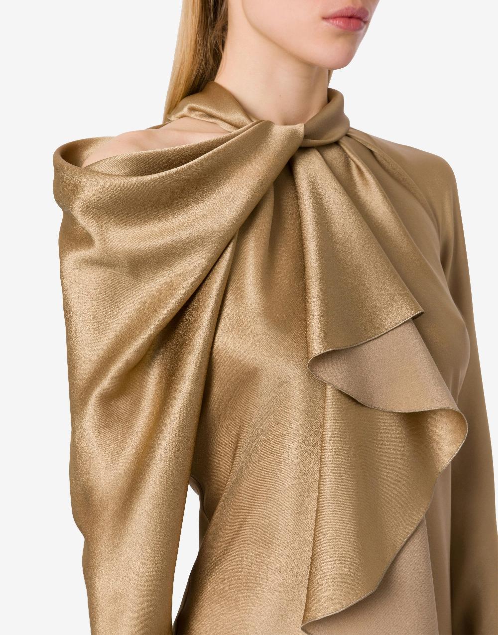 Alberta Ferretti Abito midi in raso con ruche Acquista Ora