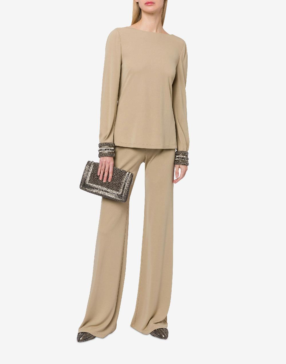Alberta Ferretti Blusa in organzino con polsini ricamati Consegna Veloce