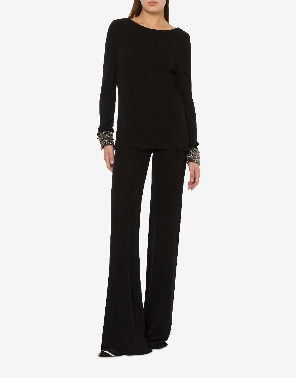 Alberta Ferretti Blusa in organzino con polsini ricamati Novità