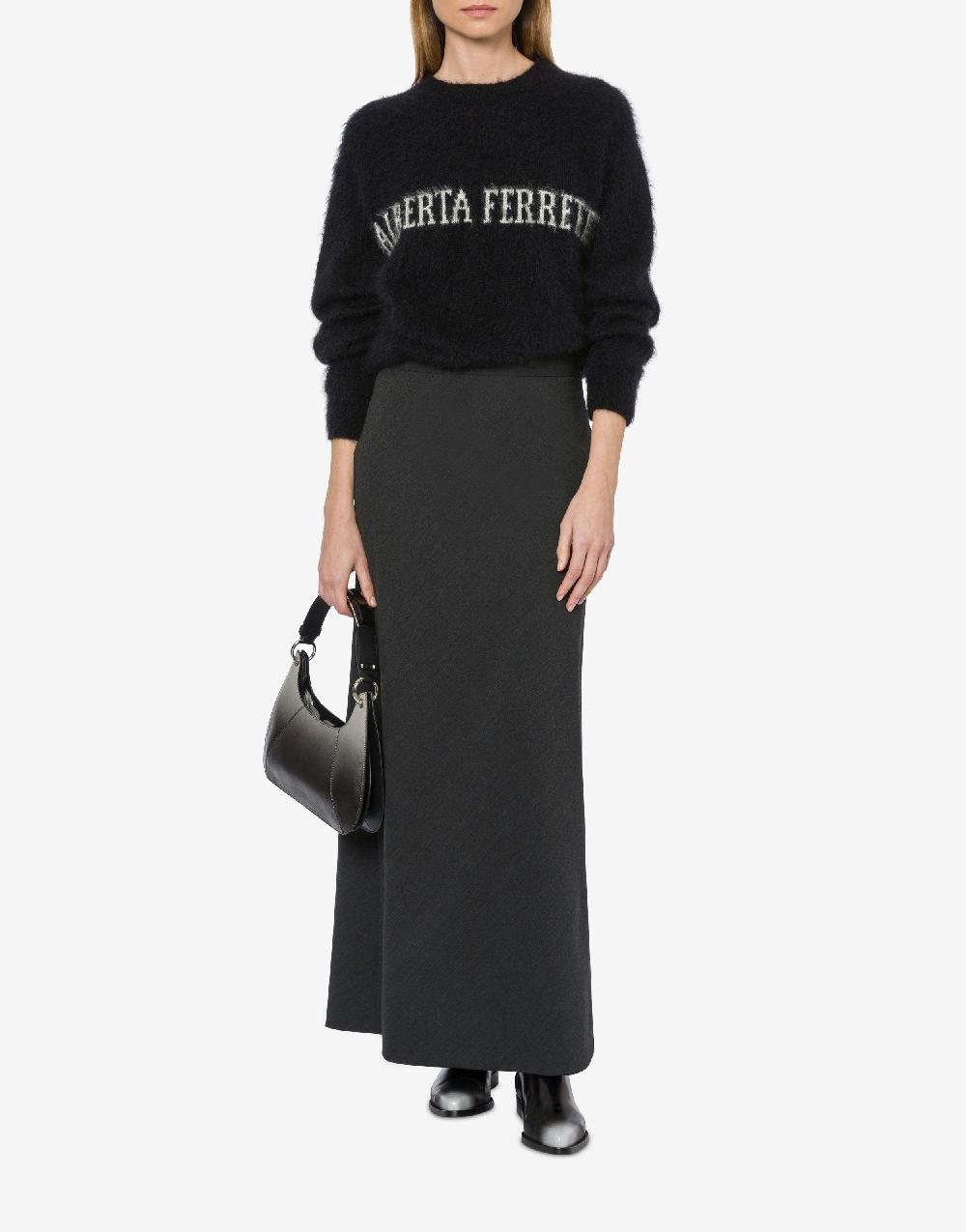 Alberta Ferretti Maglione in mohair superkid con logo Vendita Calda