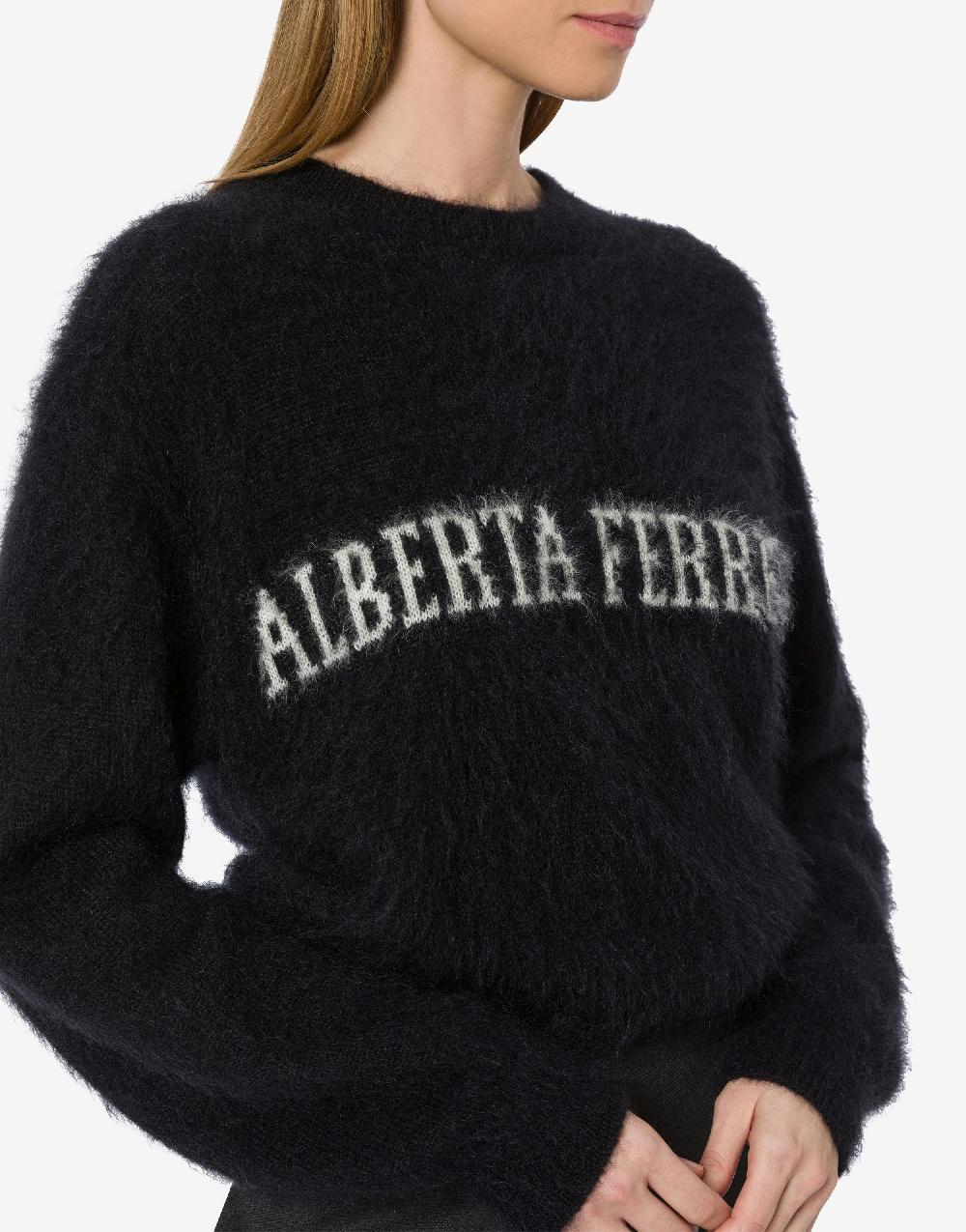Alberta Ferretti Maglione in mohair superkid con logo Vendita Calda
