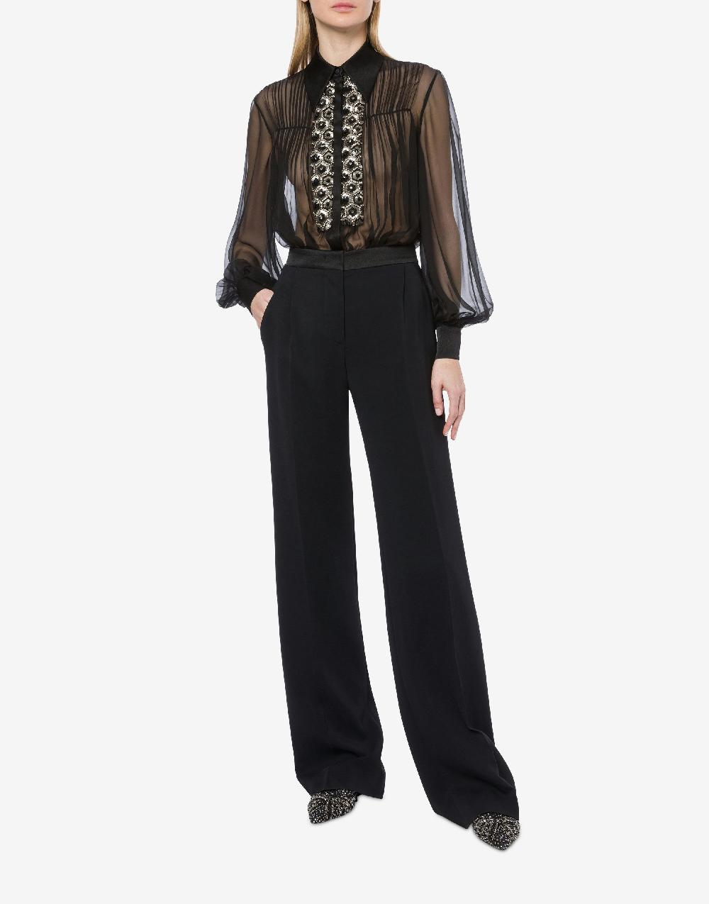 Alberta Ferretti Pantalone in cady stretch con dettagli in raso Vendite Flash