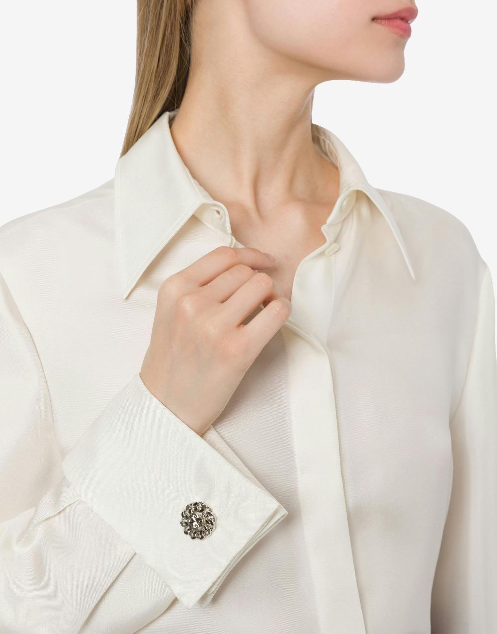 Alberta Ferretti Camicia in twill di seta con bottoni gioiello Nuovo