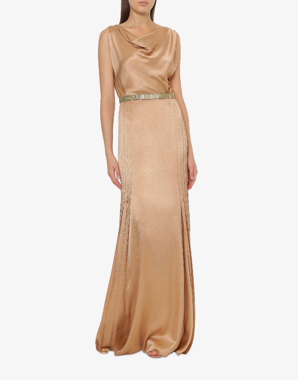 Alberta Ferretti Abito in raso con plissé Cocktail Promozione