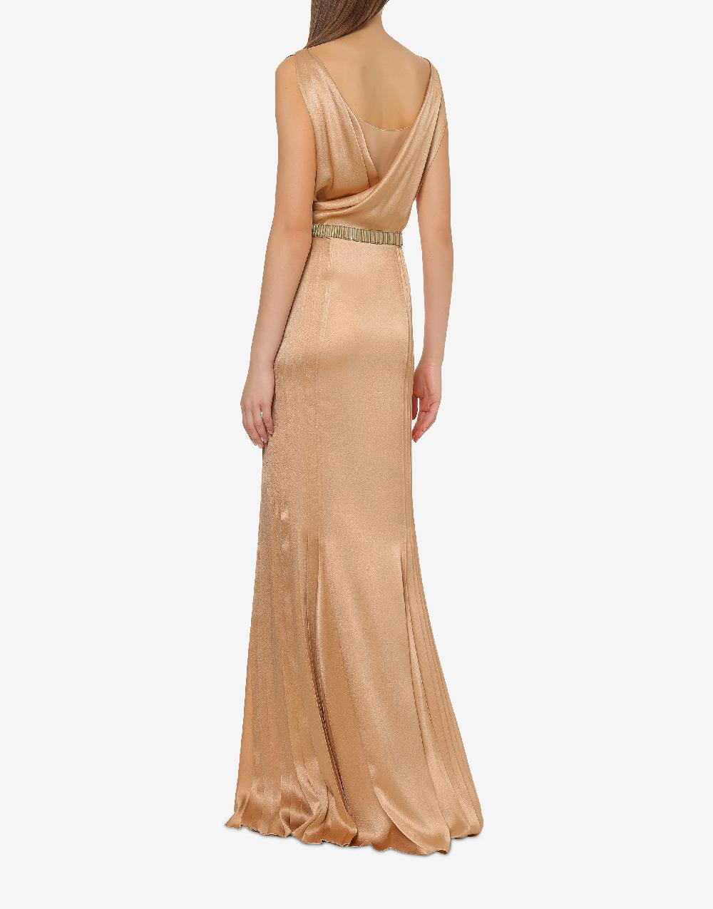 Alberta Ferretti Abito in raso con plissé Cocktail Promozione