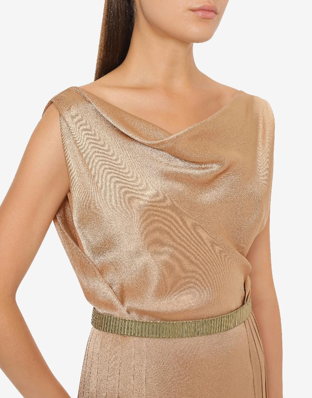 Alberta Ferretti Abito in raso con plissé Cocktail Promozione