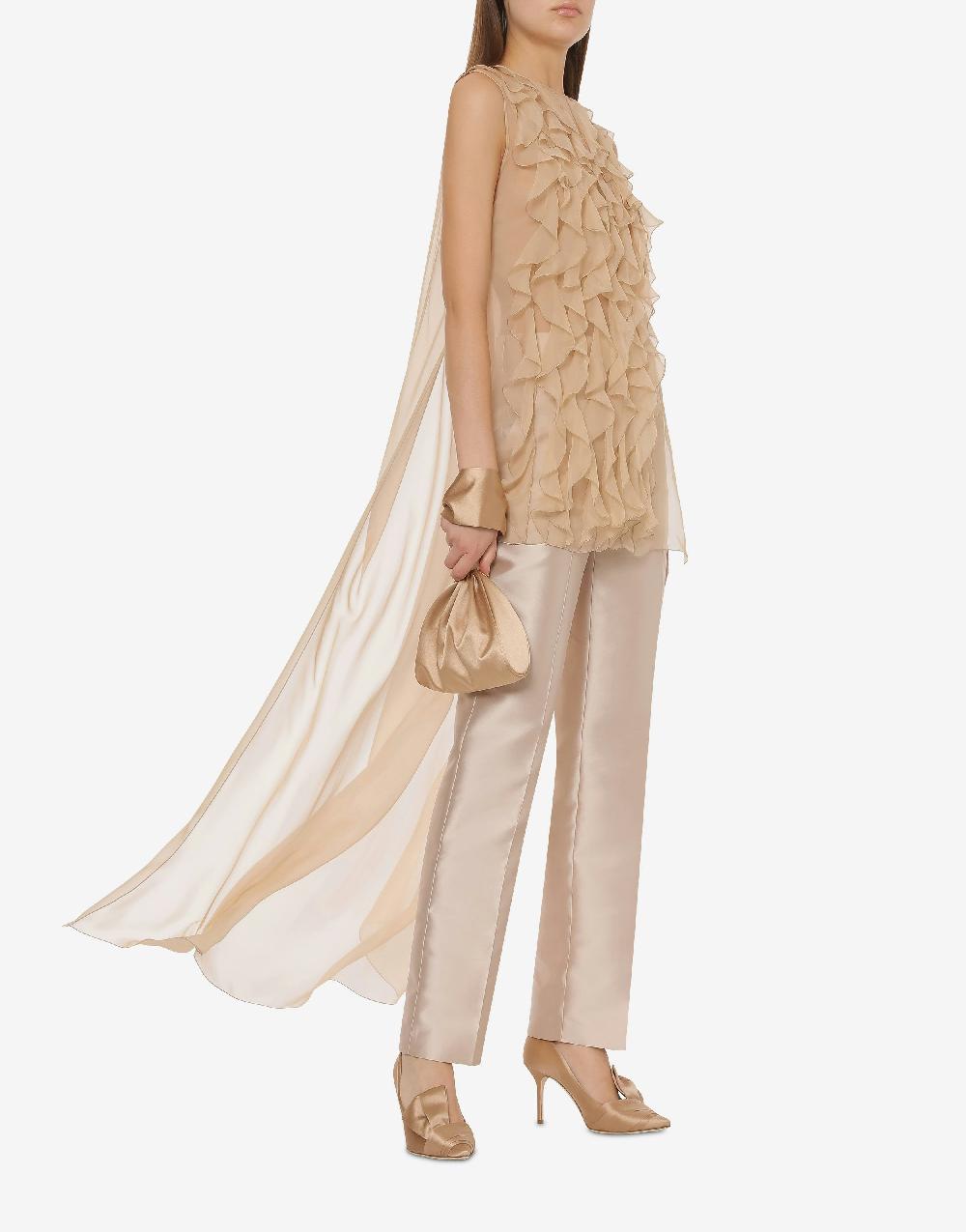 Alberta Ferretti Blusa in chiffon organico con ruches Spedizione Gratuita