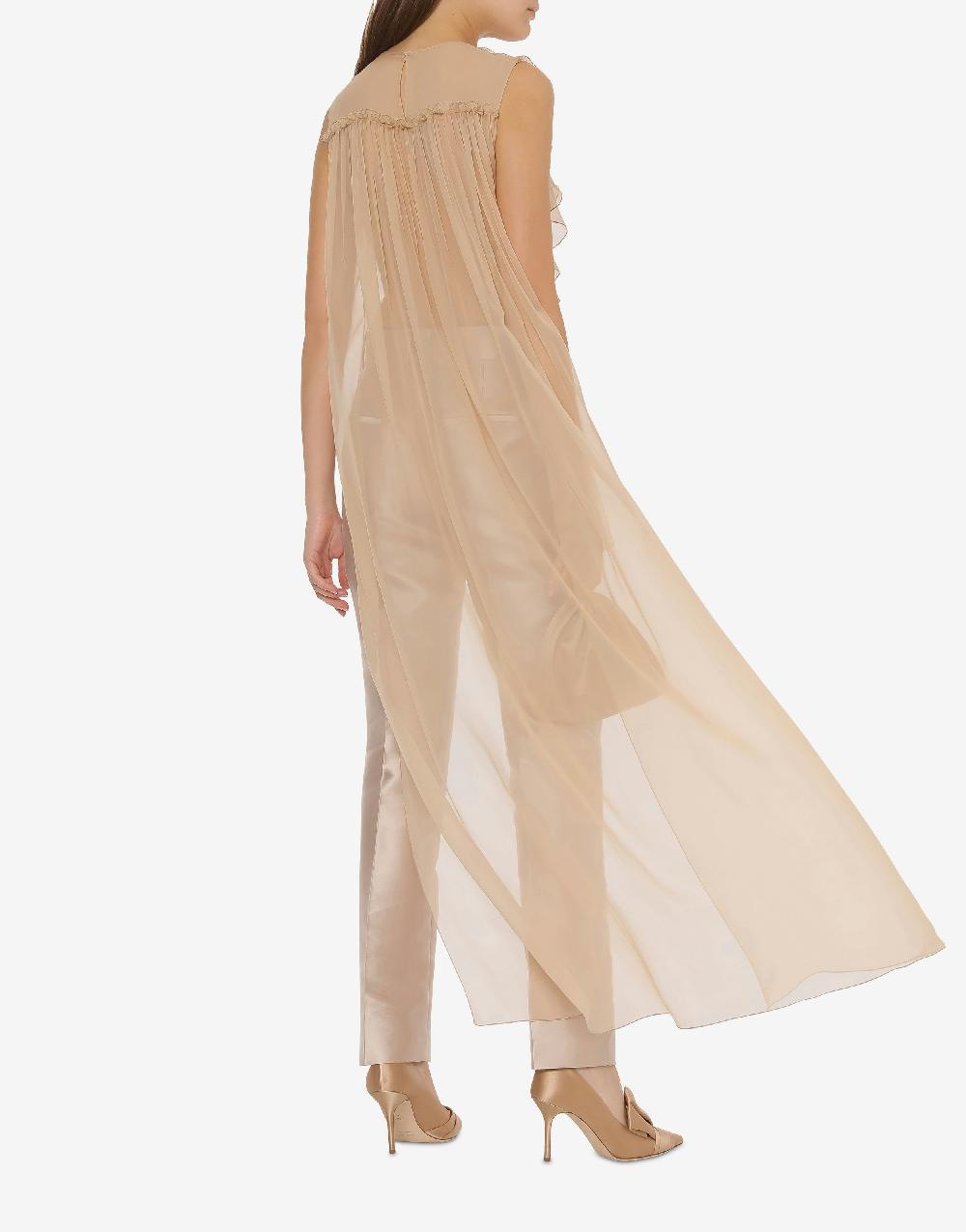Alberta Ferretti Blusa in chiffon organico con ruches Spedizione Gratuita