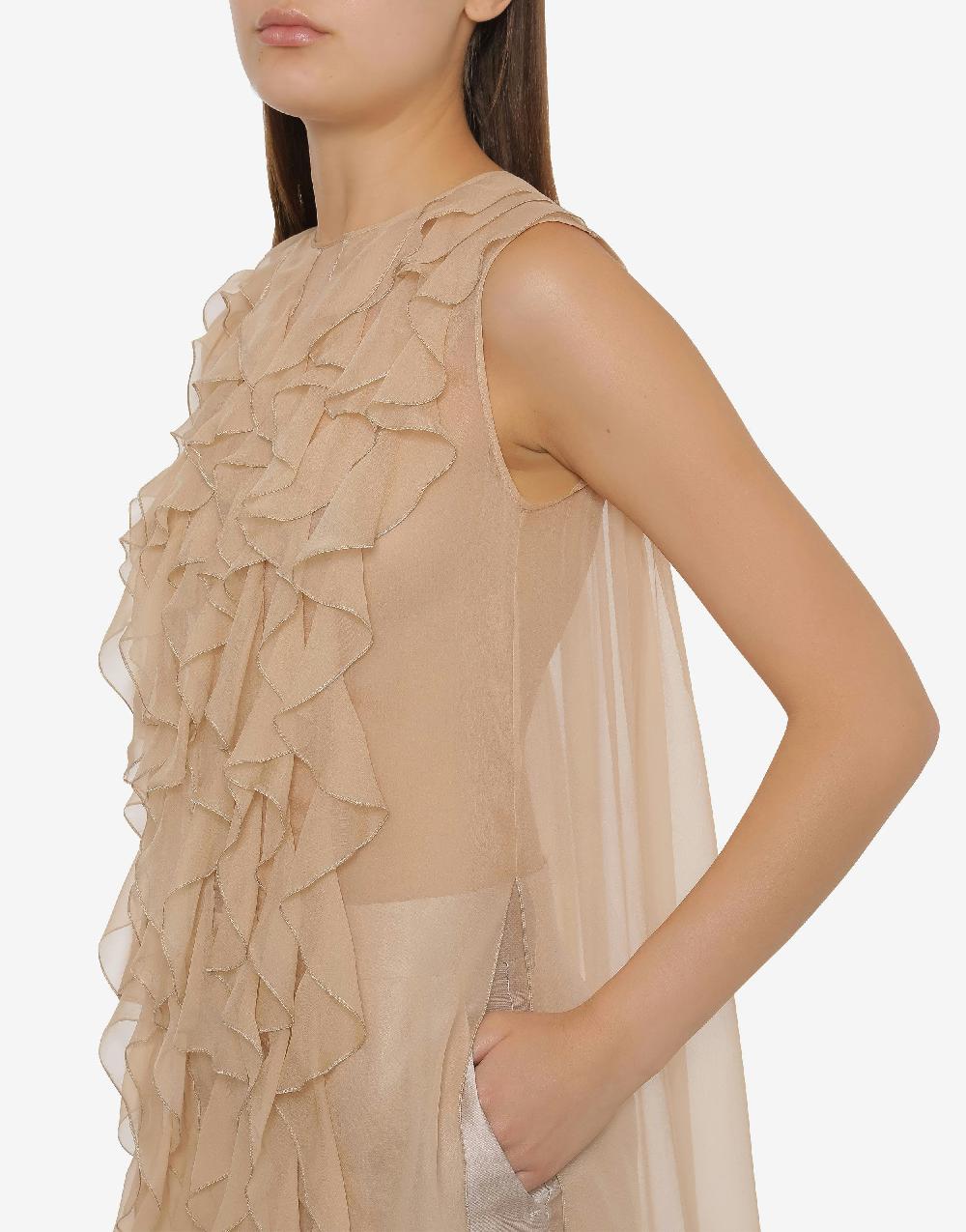 Alberta Ferretti Blusa in chiffon organico con ruches Spedizione Gratuita