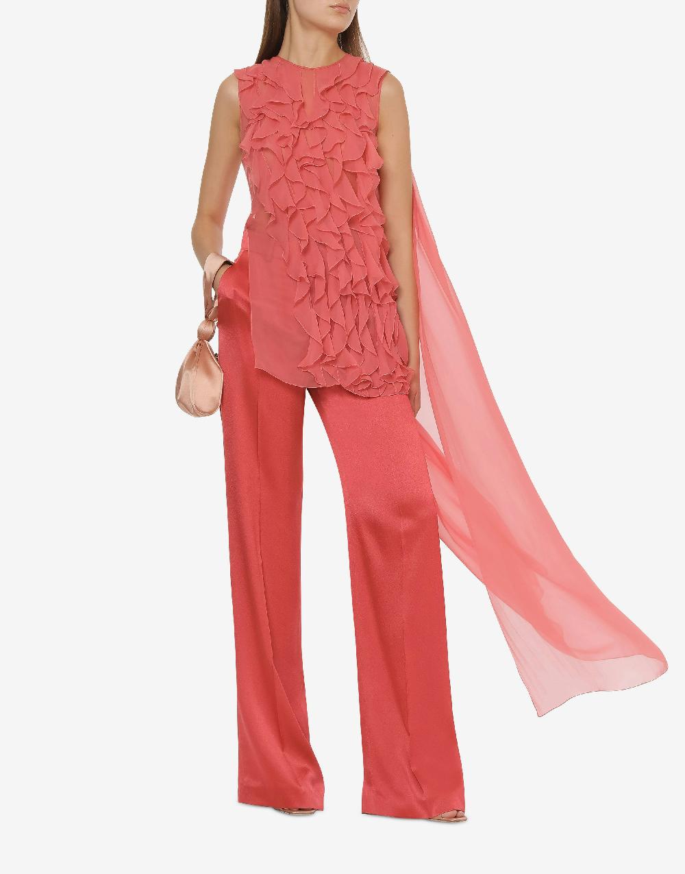Alberta Ferretti Blusa in chiffon organico con ruches Acquista Ora