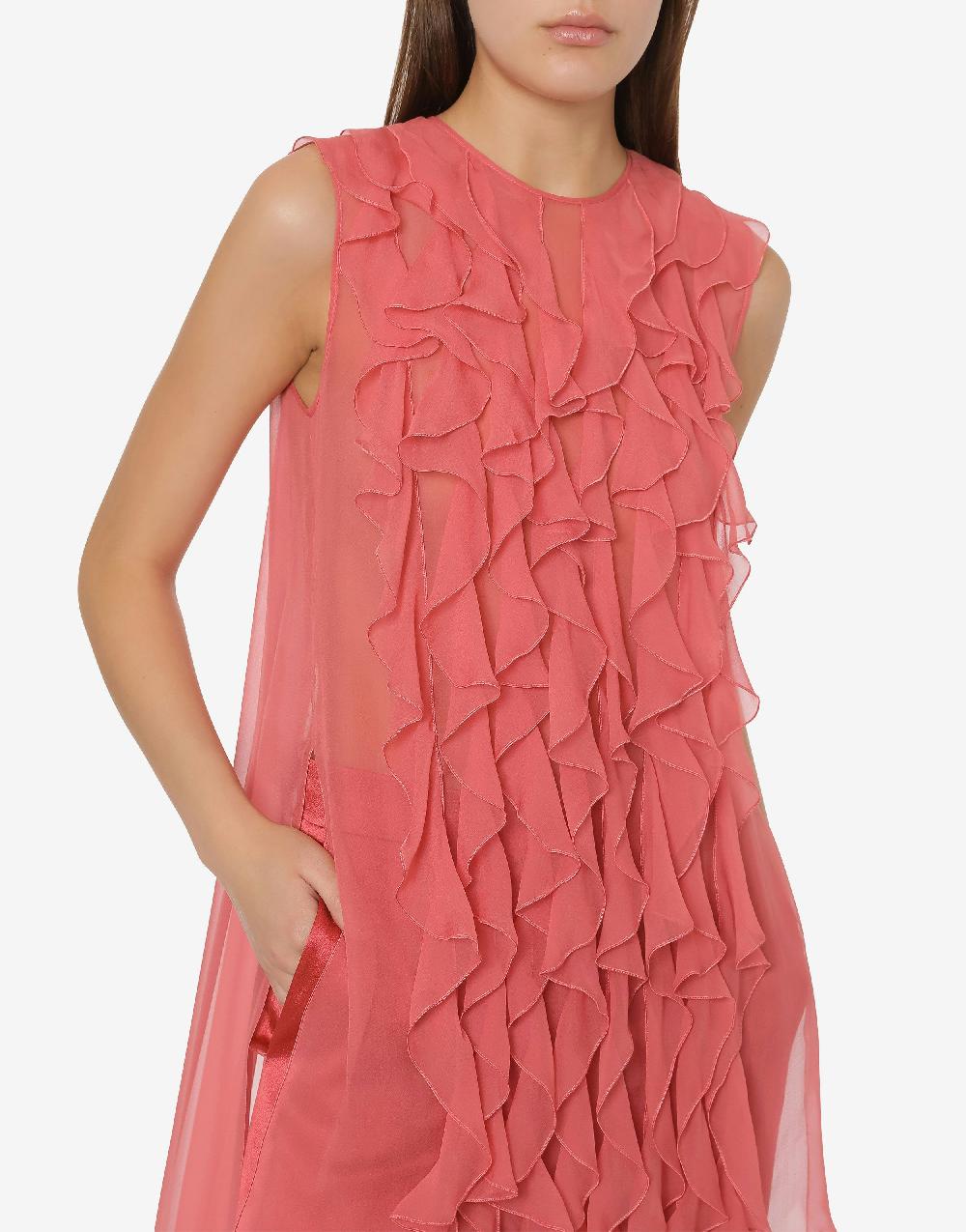 Alberta Ferretti Blusa in chiffon organico con ruches Acquista Ora