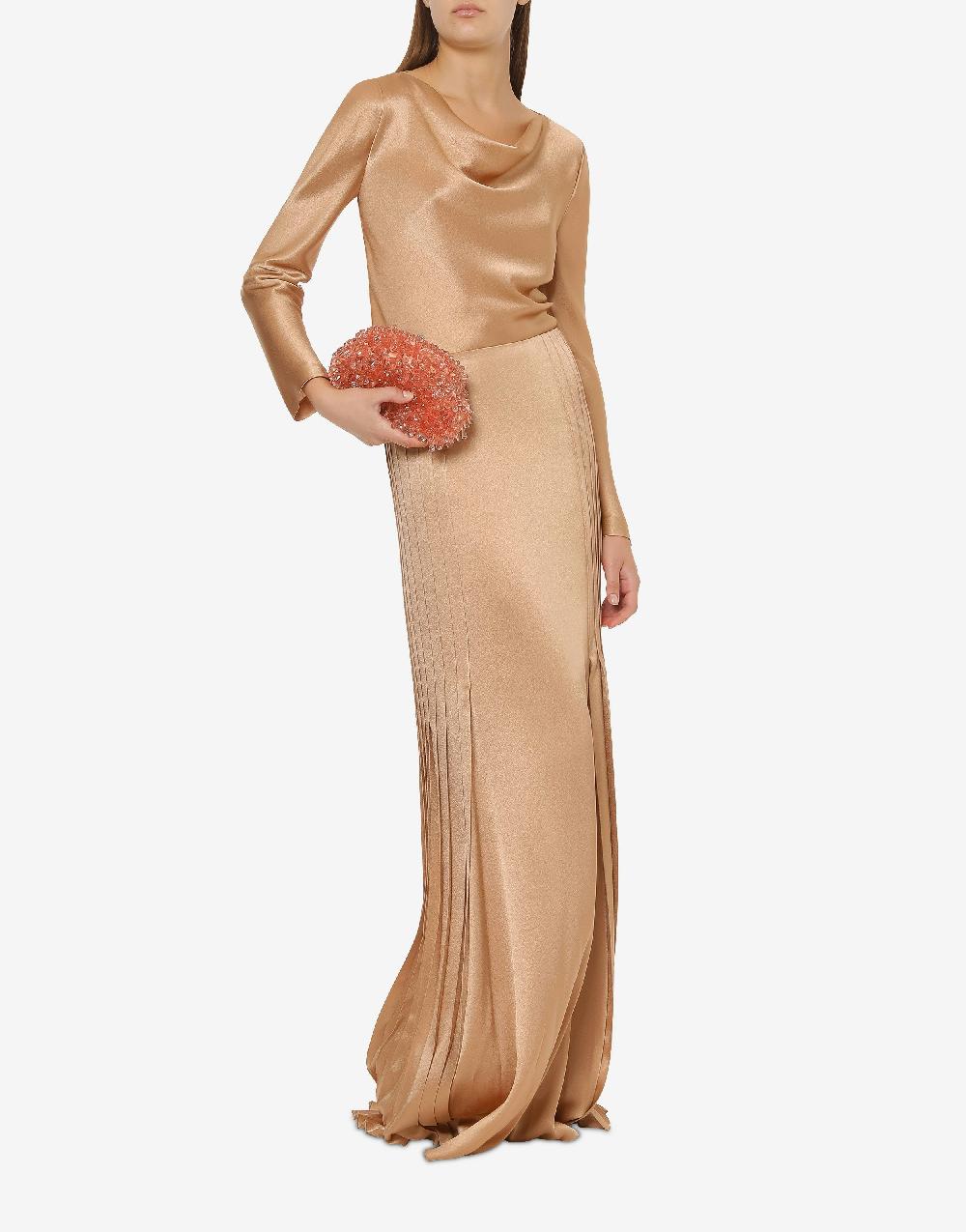 Alberta Ferretti Gonna lunga in raso con plissé Fino Al -60%