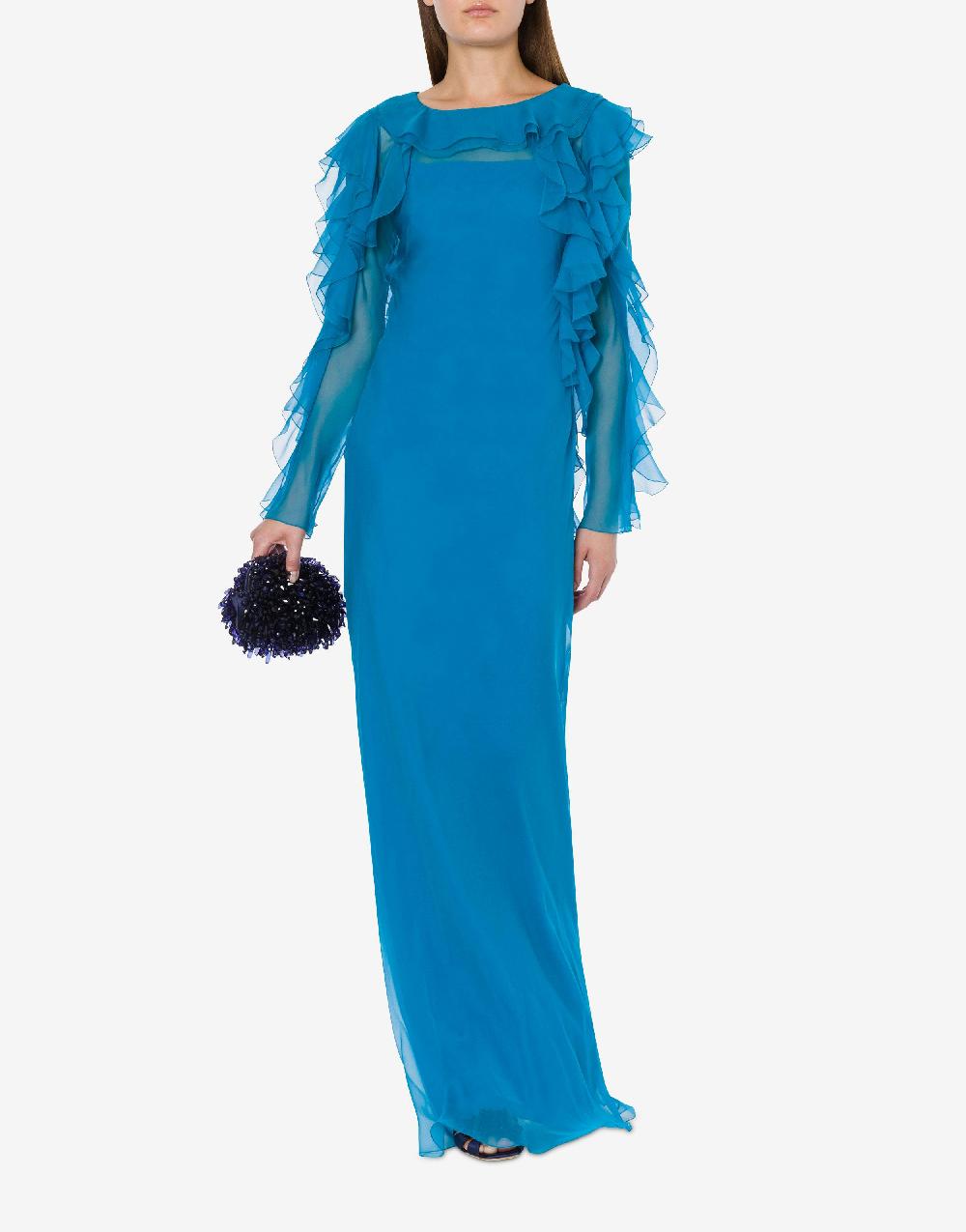 Alberta Ferretti Abito lungo in chiffon organico Cocktail Offerta Pasqua