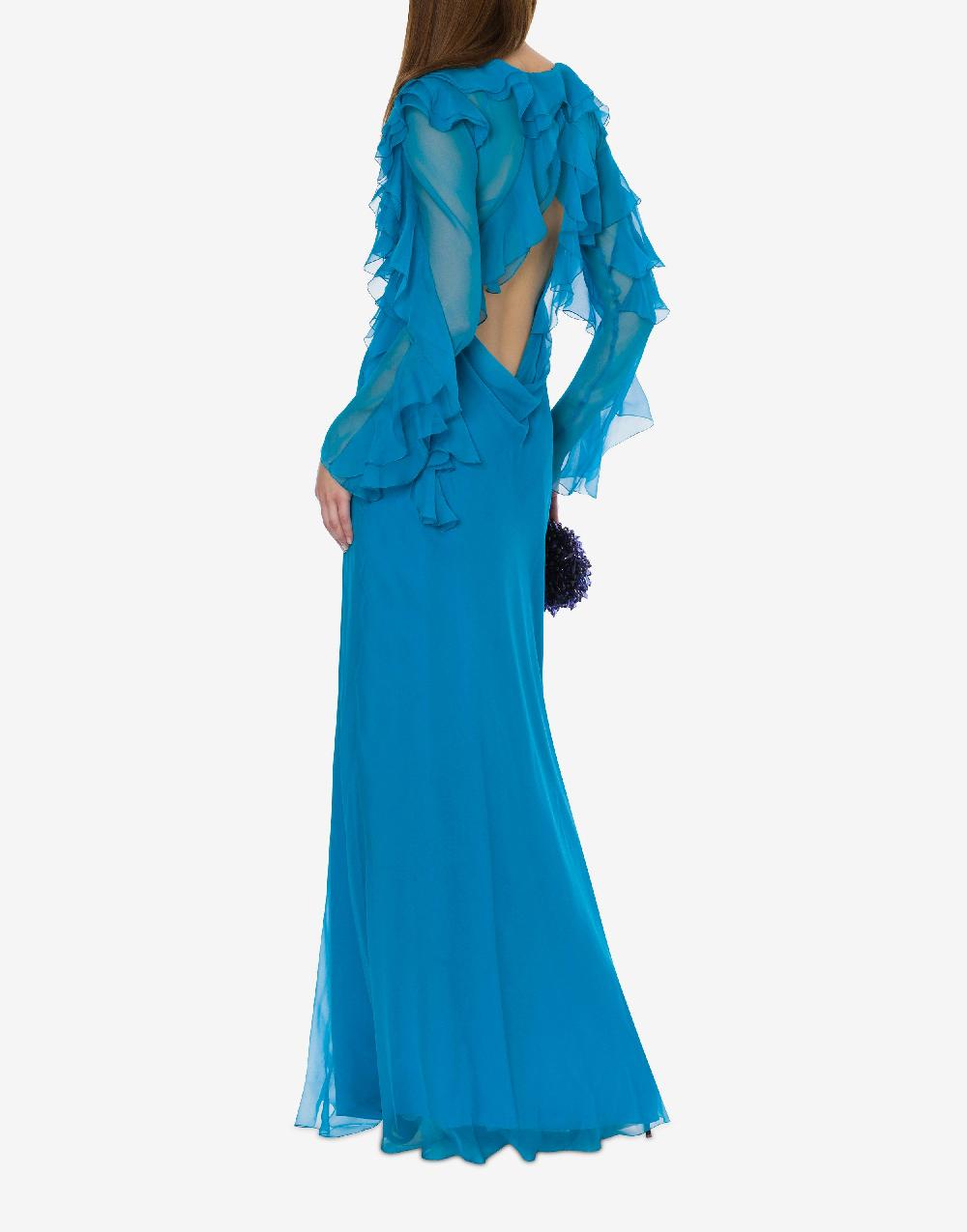 Alberta Ferretti Abito lungo in chiffon organico Cocktail Offerta Pasqua