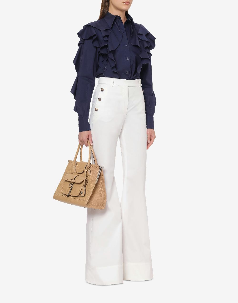 Alberta Ferretti Camicia in popeline stretch con ruches Qualità