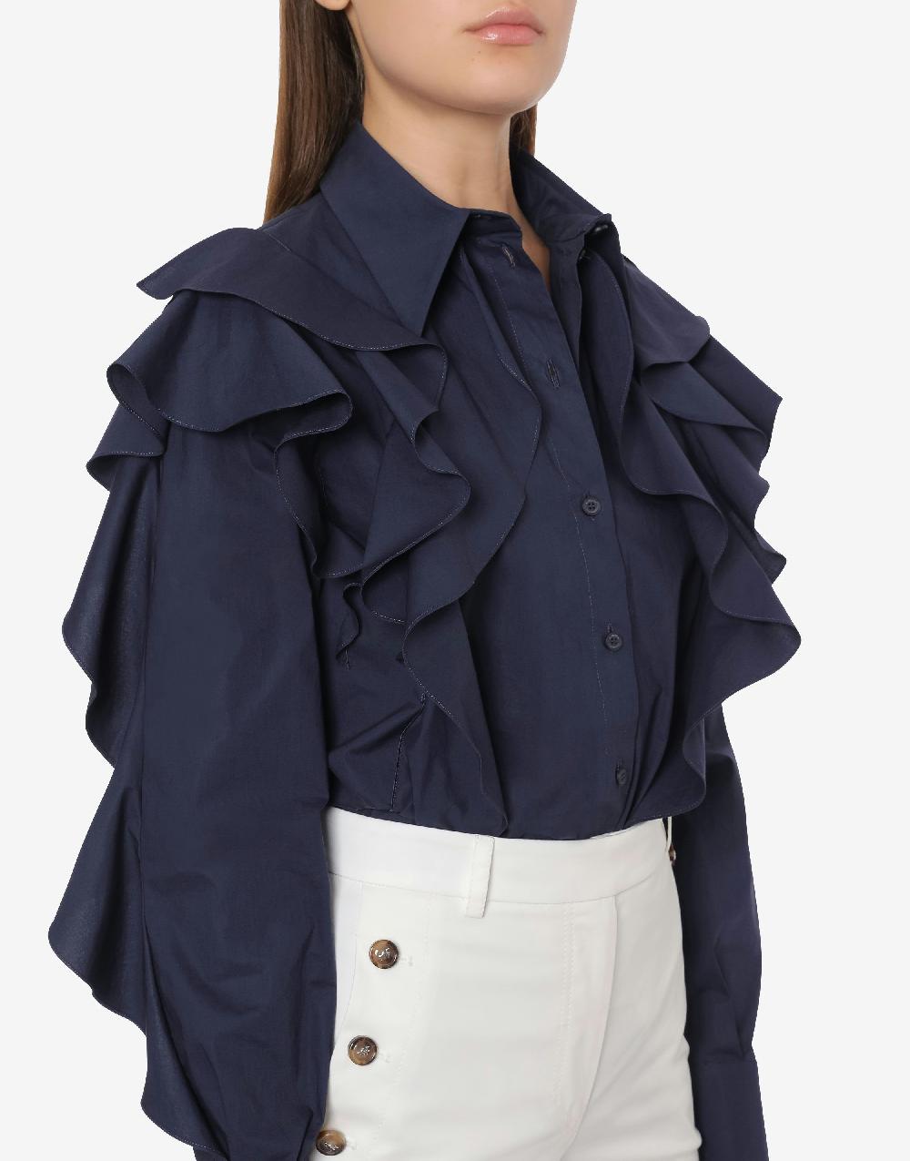 Alberta Ferretti Camicia in popeline stretch con ruches Qualità