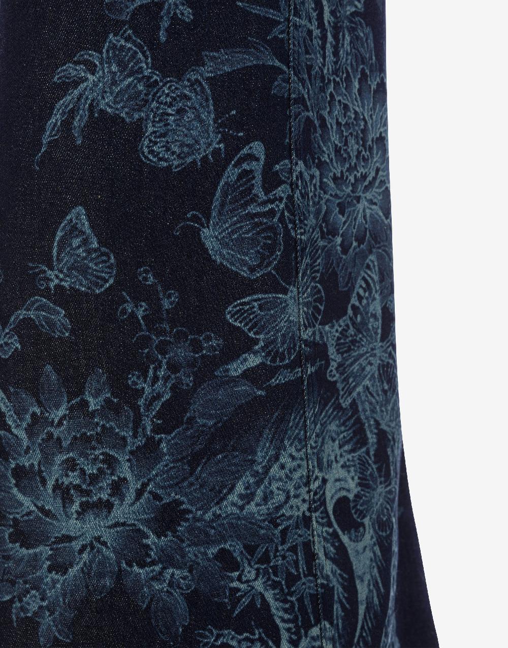 Alberta Ferretti Gonna in denim con disegno ciliegio e farfalle Promozione