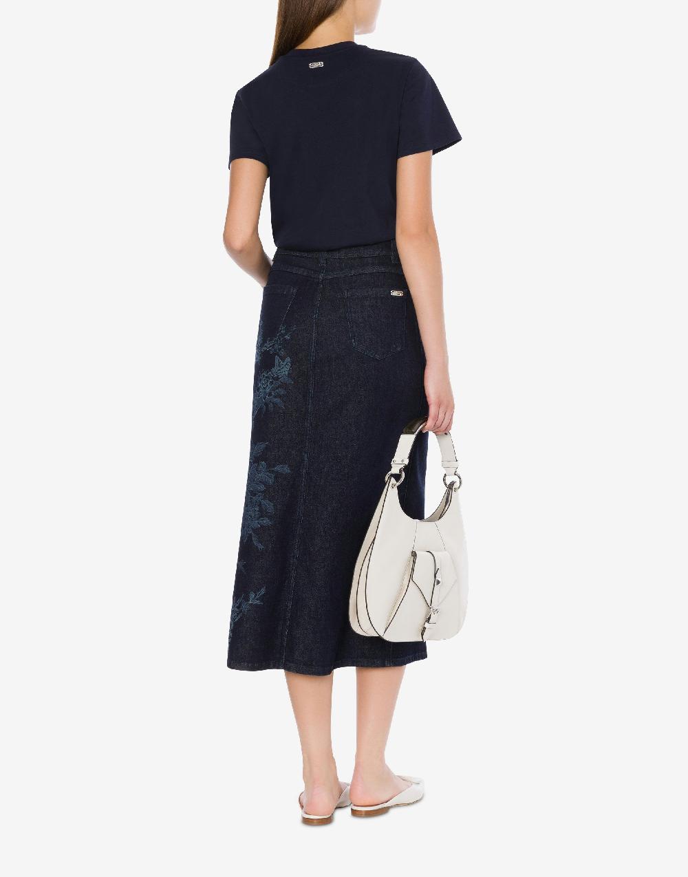 Alberta Ferretti T-shirt in jersey con ricamo paillettes e stones Pezzi Unici