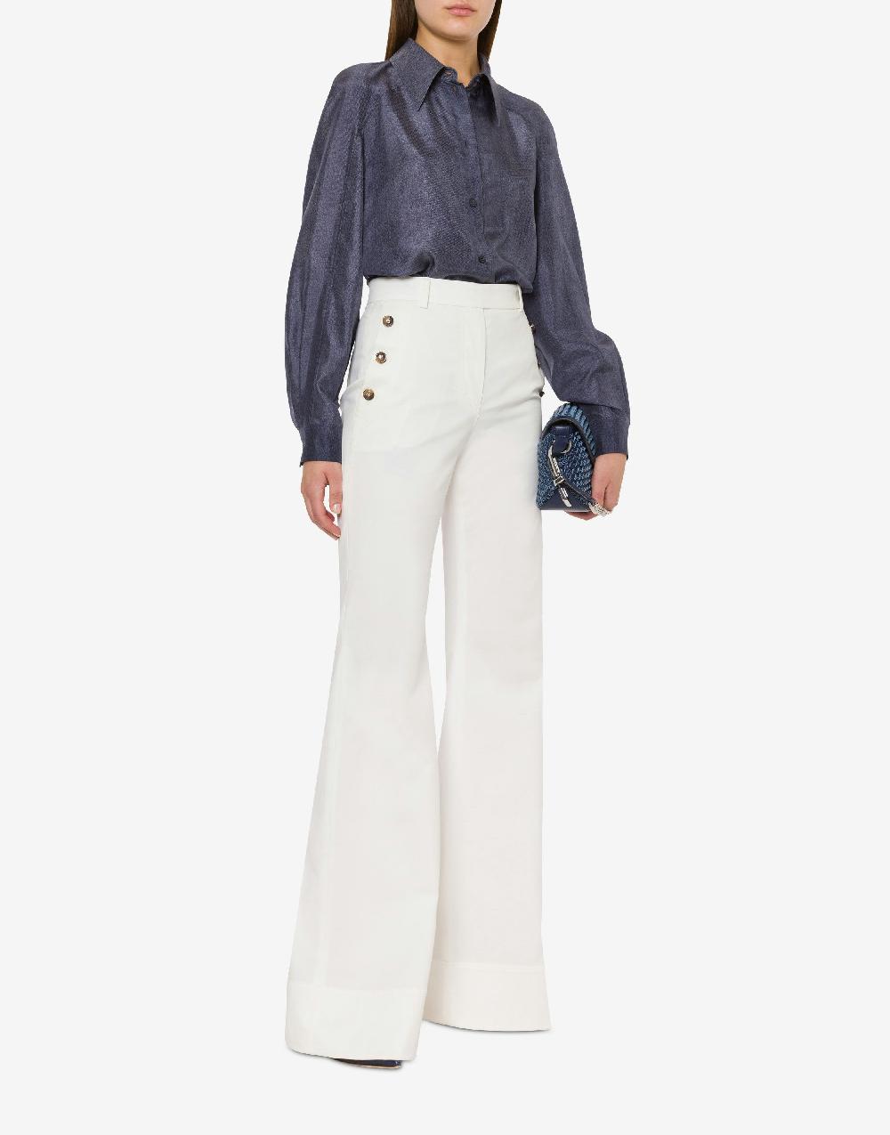 Alberta Ferretti Camicia in habotai stampa denim Soddisfazione Garantita