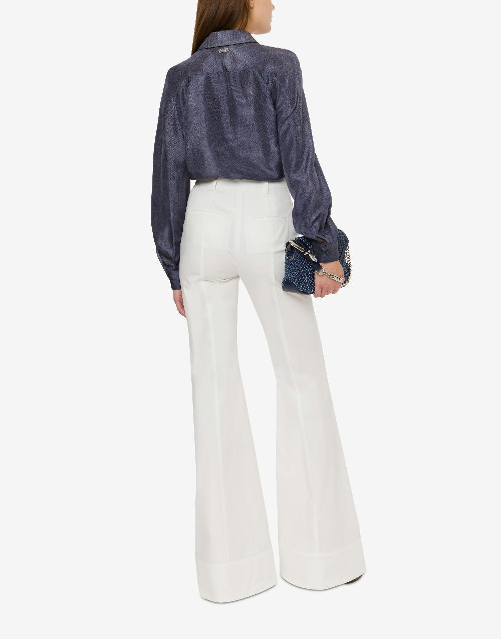 Alberta Ferretti Camicia in habotai stampa denim Soddisfazione Garantita