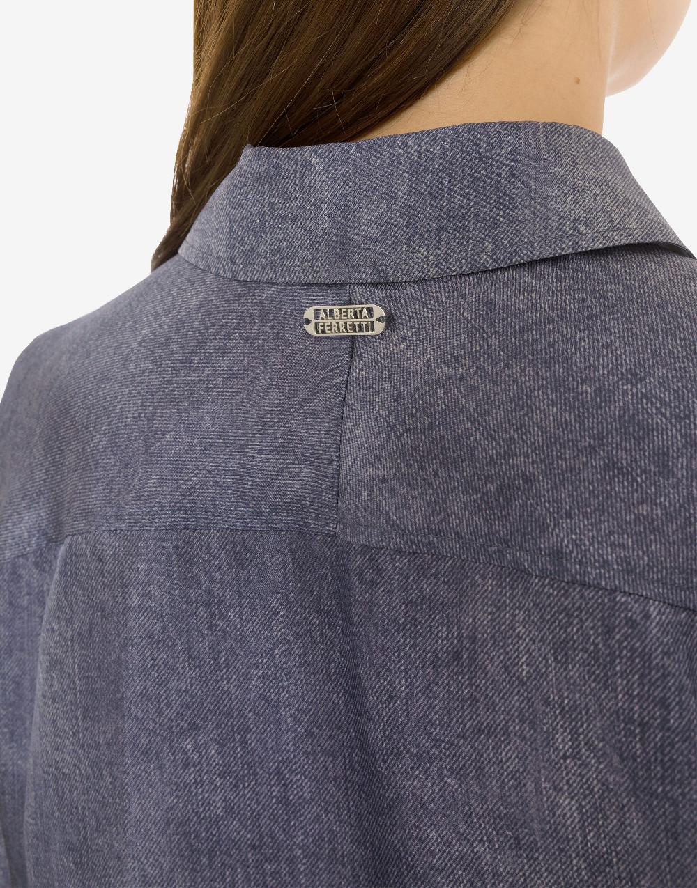Alberta Ferretti Camicia in habotai stampa denim Soddisfazione Garantita
