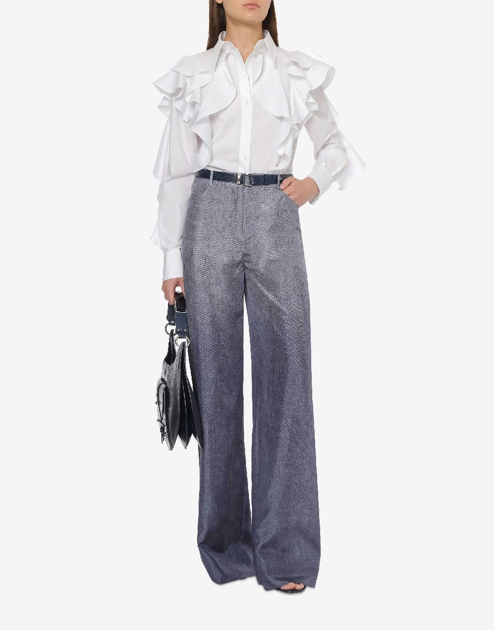 Alberta Ferretti Pantalone oversize in habotai stampa denim Qualità Garantita