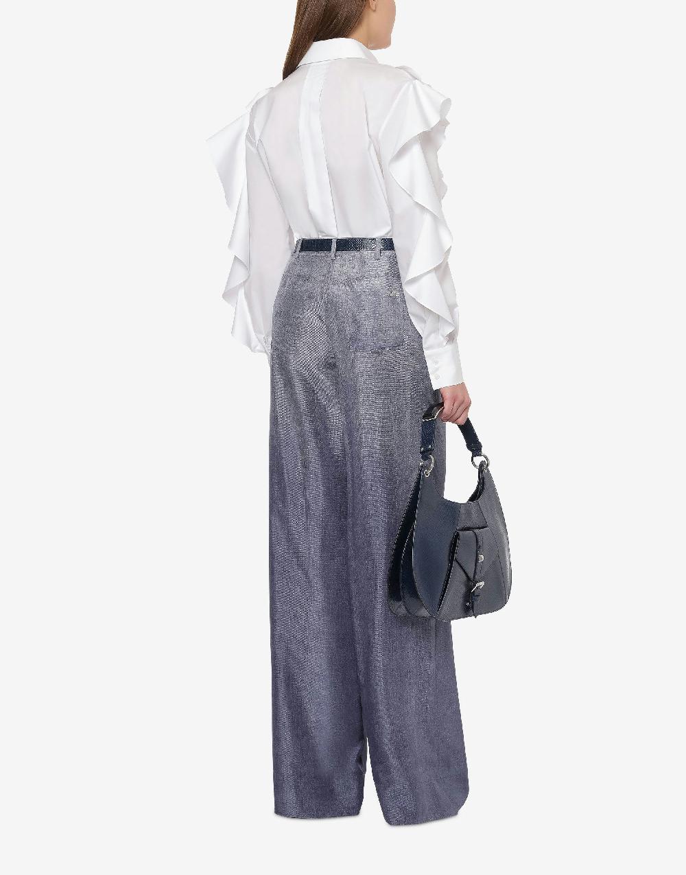Alberta Ferretti Pantalone oversize in habotai stampa denim Qualità Garantita
