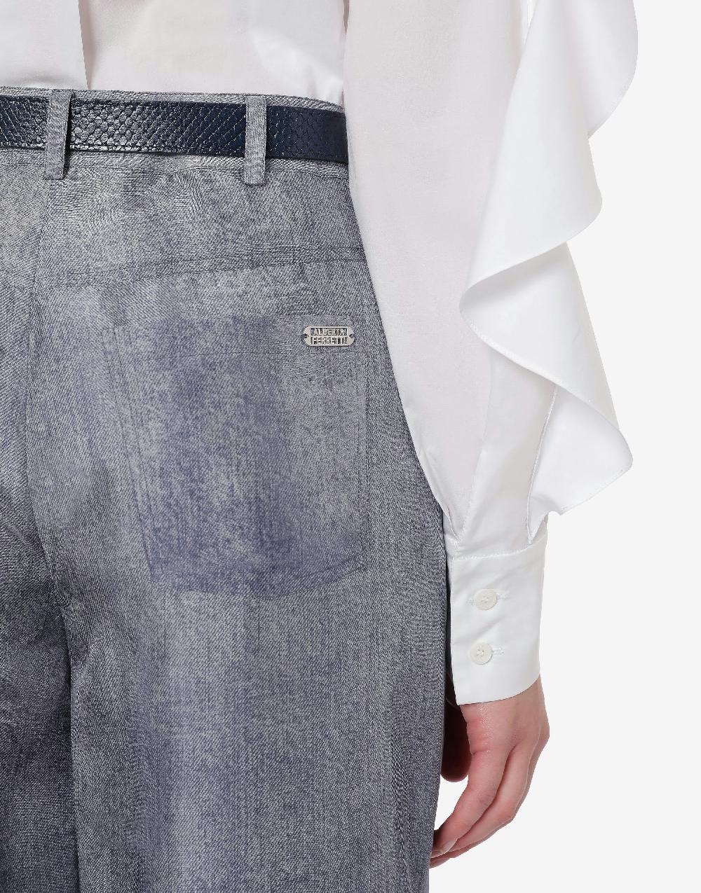 Alberta Ferretti Pantalone oversize in habotai stampa denim Qualità Garantita