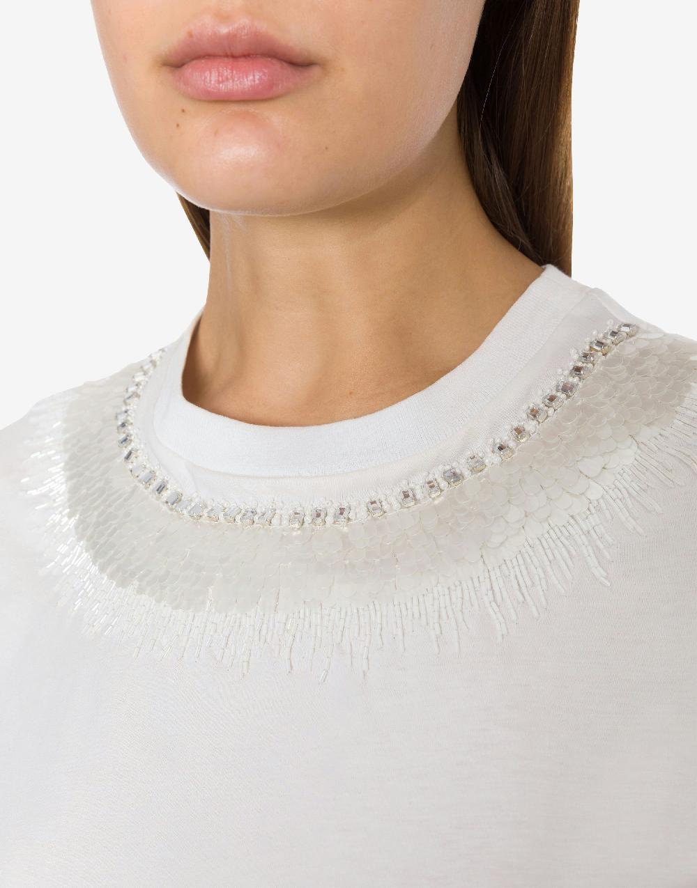 Alberta Ferretti T-shirt in jersey con ricamo paillettes e stones Negozi Online