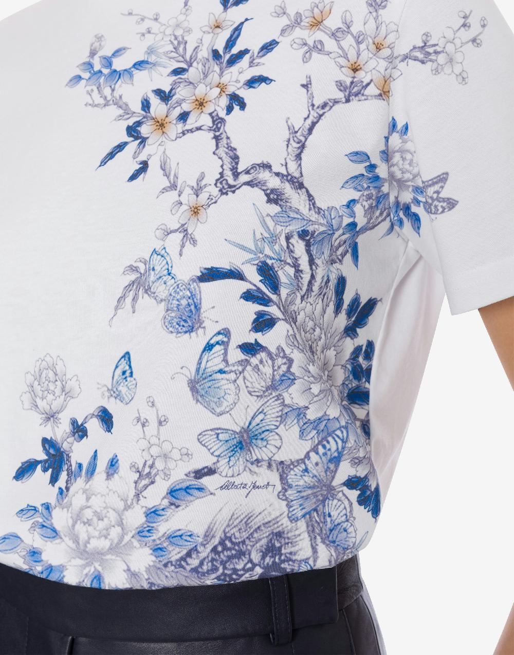 Alberta Ferretti T-shirt in jersey con stampa ciliegio e farfalle Consegna Veloce