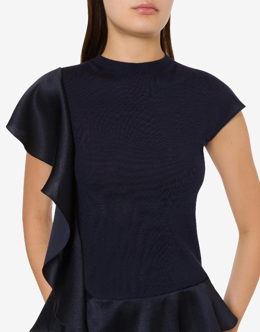 Alberta Ferretti Maglia in cashmere e seta con ruches Prezzo Ridotto