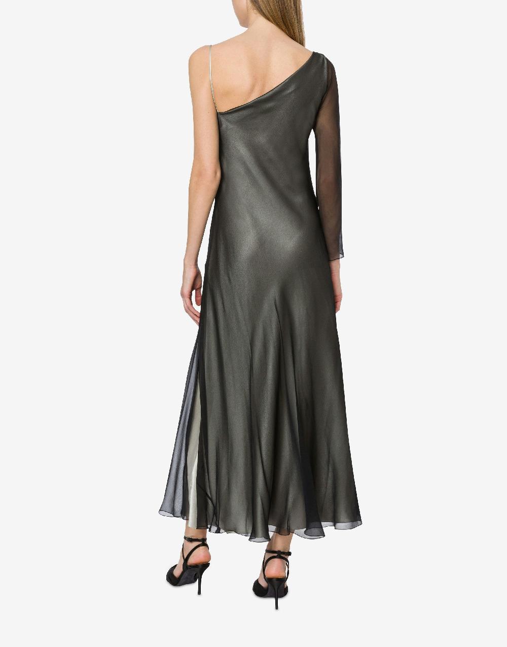 Alberta Ferretti Abito lungo in raso e chiffon con pizzo Sottocosto