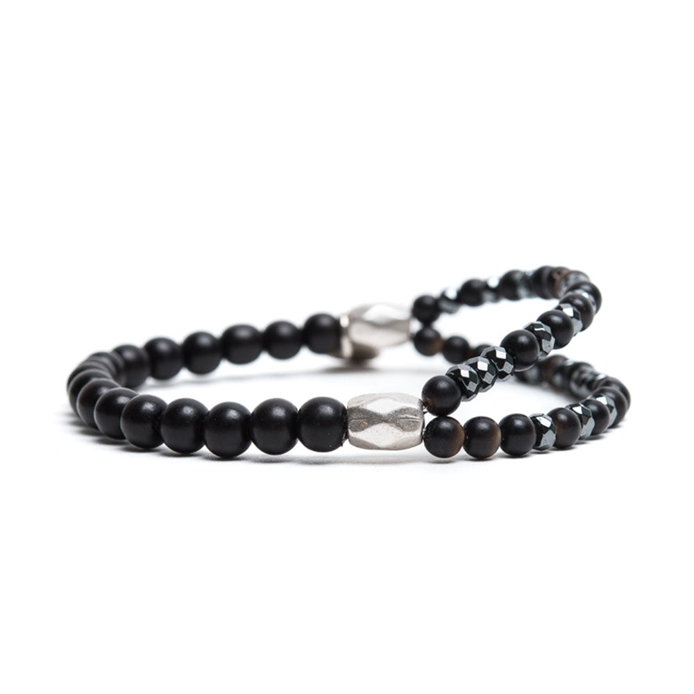 D'AMICO Bracciale Doppio EbanoEmatite Nera Sconto