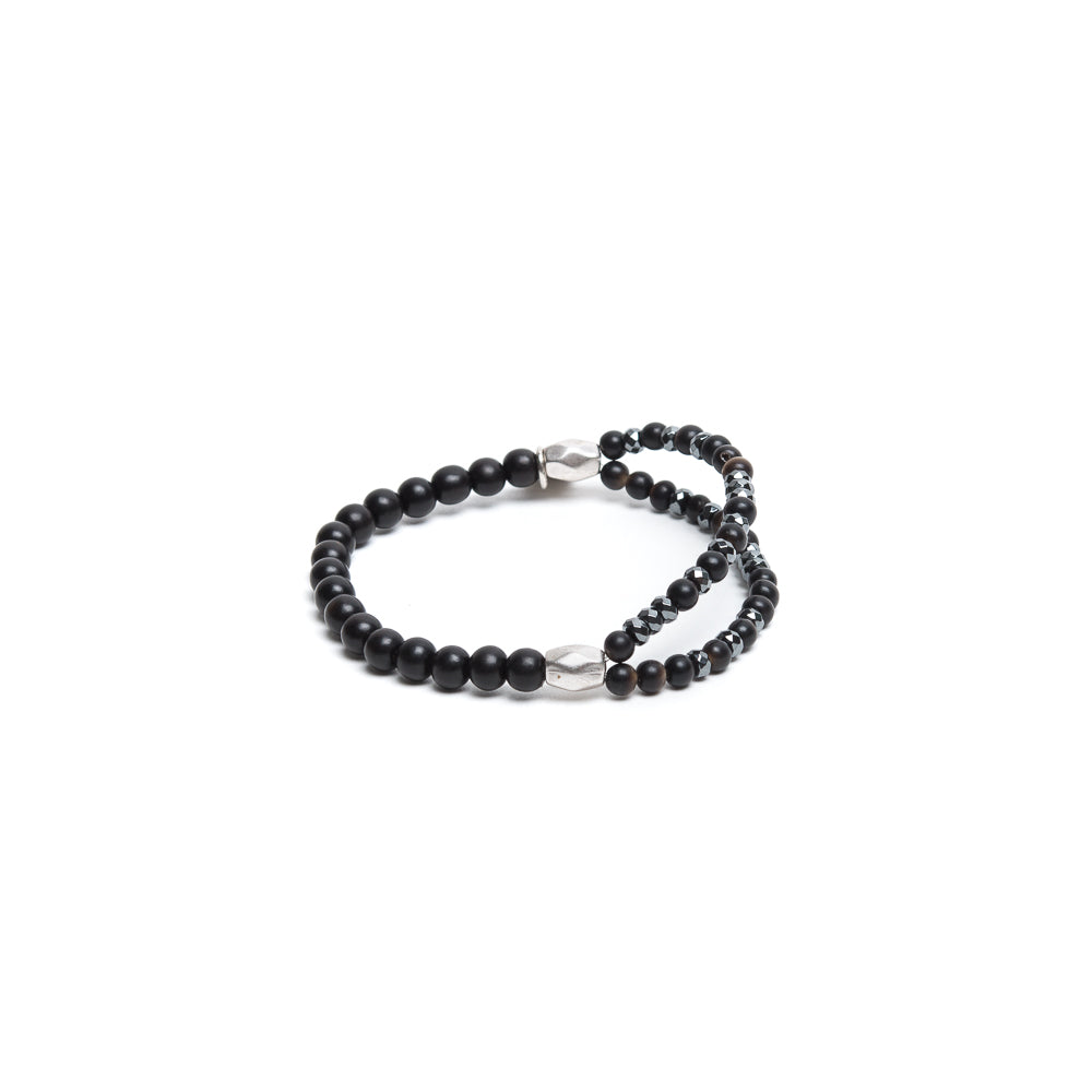 D'AMICO Bracciale Doppio EbanoEmatite Nera Sconto