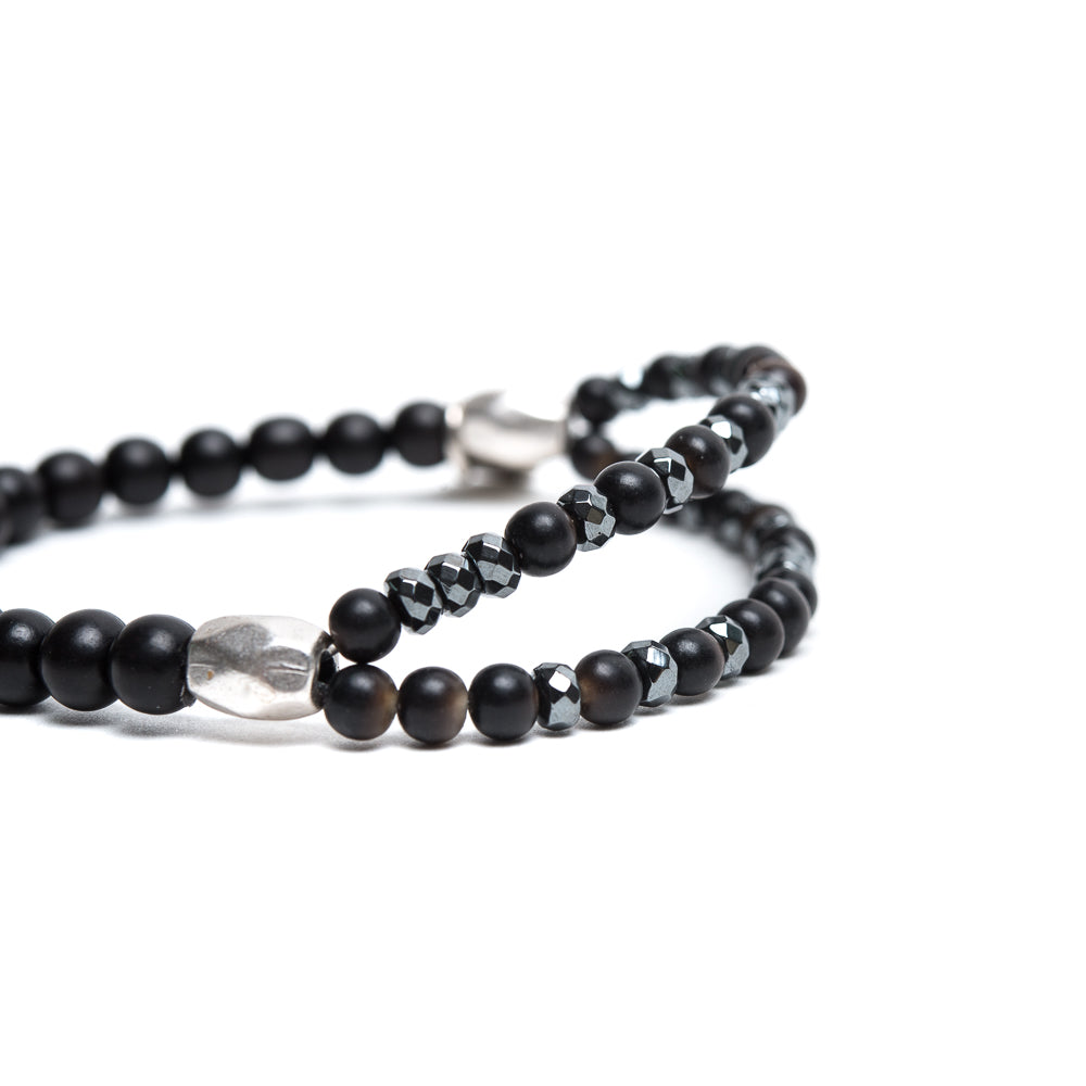 D'AMICO Bracciale Doppio EbanoEmatite Nera Sconto