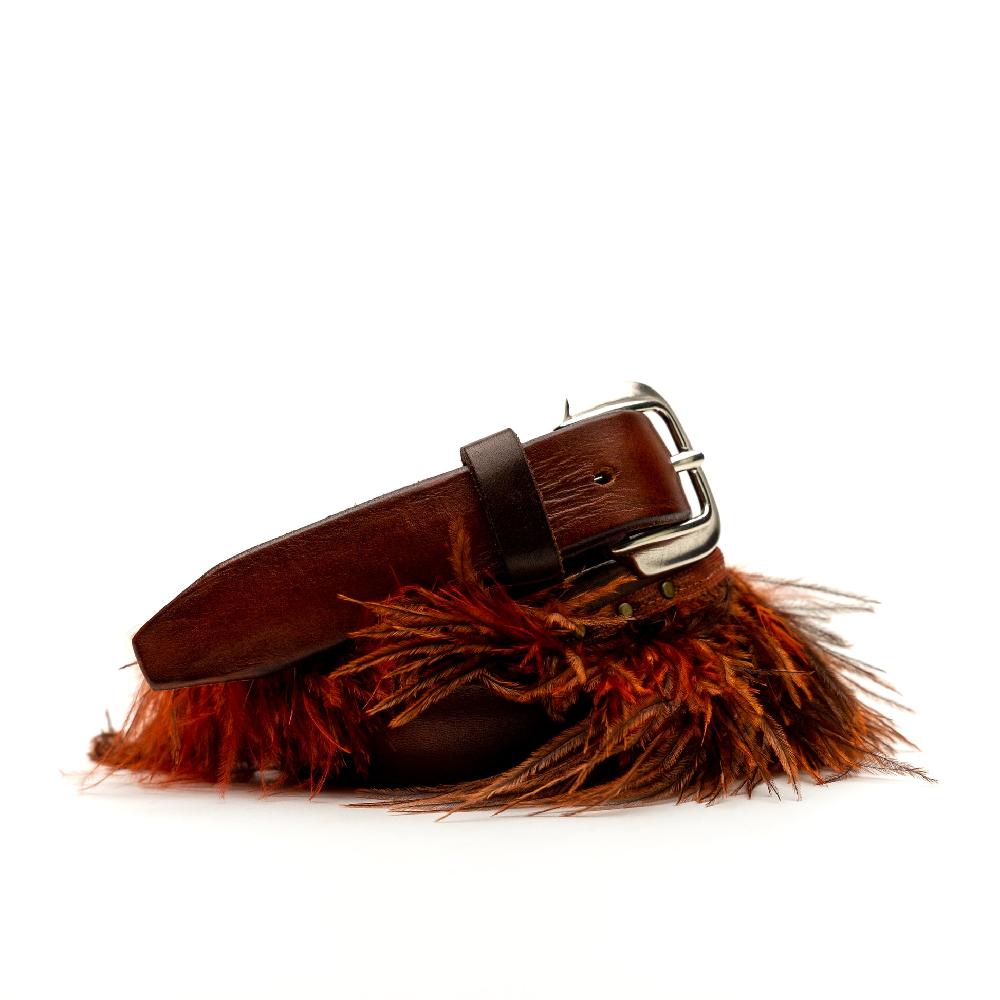 D'AMICO Cintura cuoio vintage Brown Piume e Decorazioni Navajo Qualità