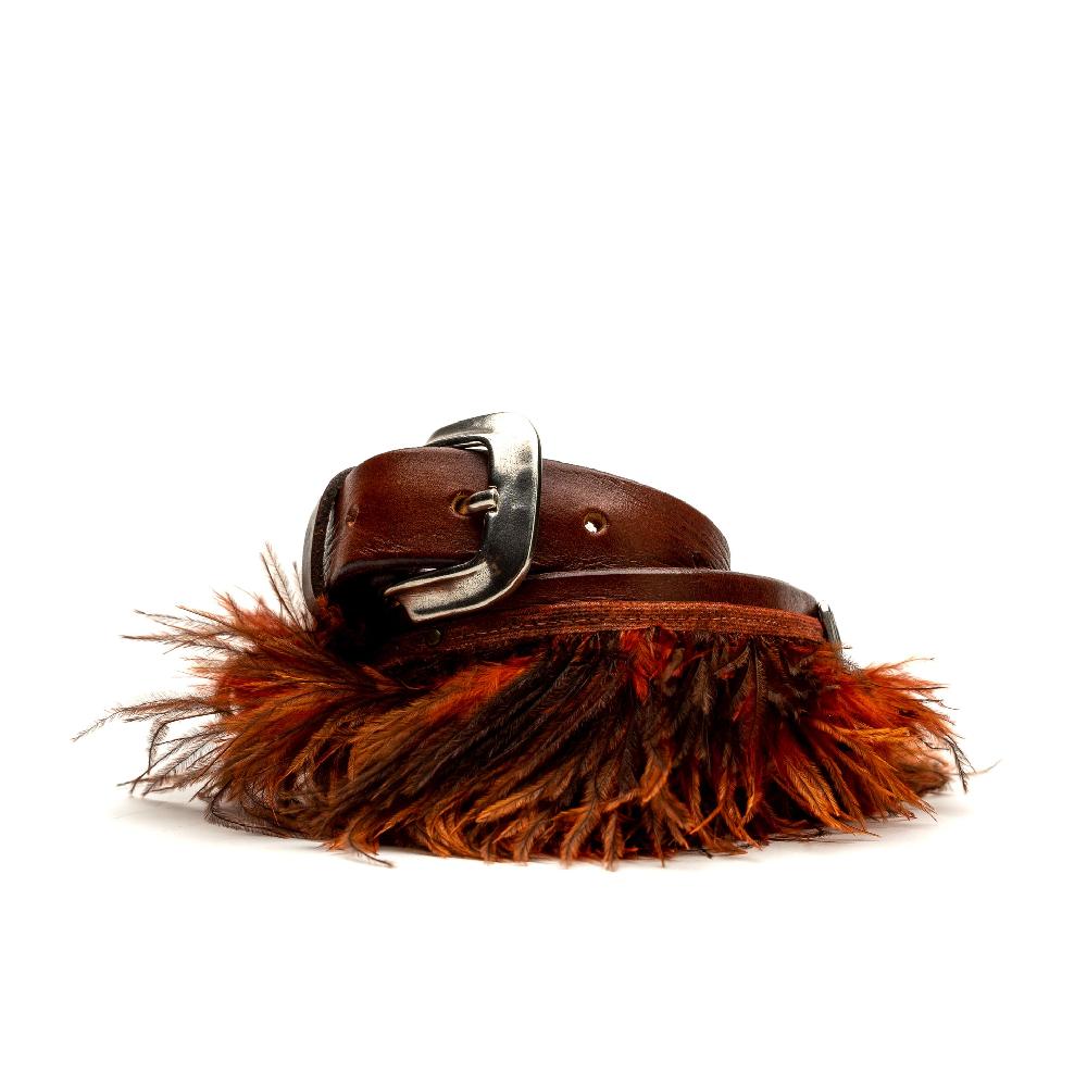 D'AMICO Cintura cuoio vintage Brown Piume e Decorazioni Navajo Qualità