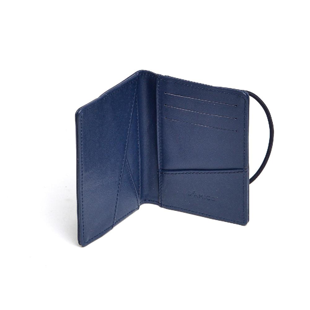 D'AMICO Portafoglio Pieghevole Classico Pelle Blu Saldi Di Fabbrica