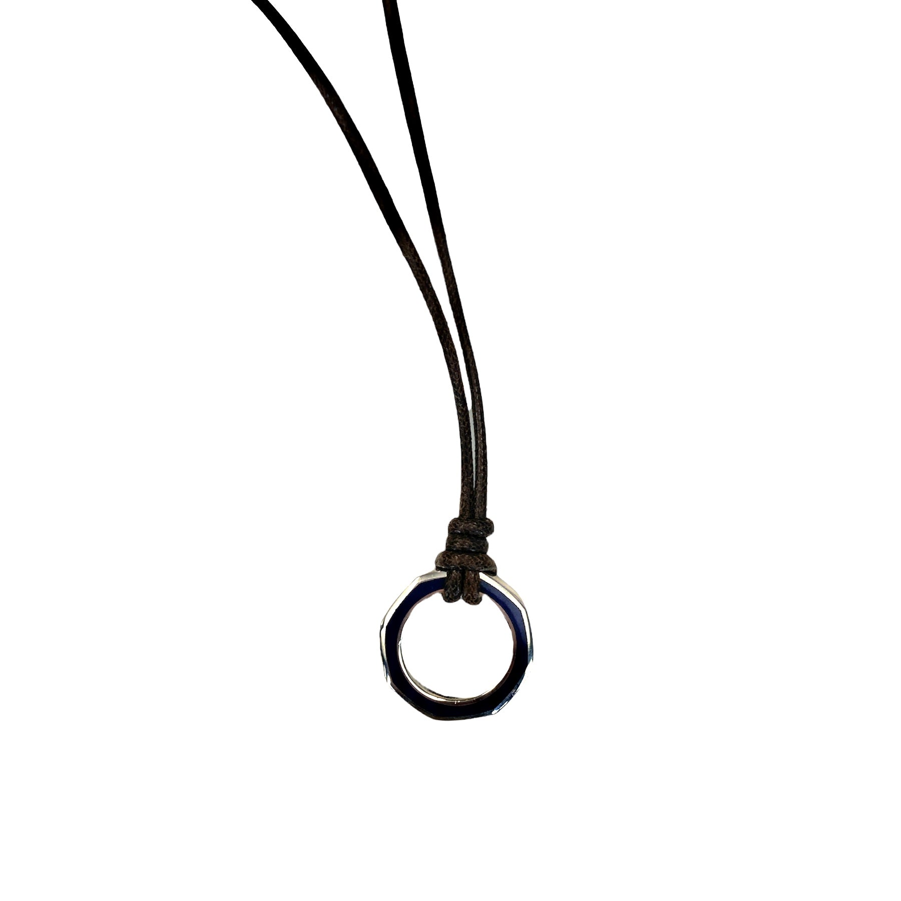 D'AMICO Collana Anella Laccata Blue Navy + Cordone Cerato Testa Moro Saldi Di Fabbrica