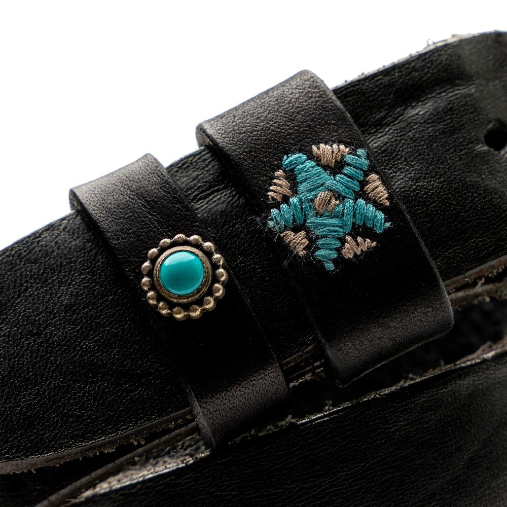 D'AMICO Cintura Cuoio Vintage Nero Passanti Decorati Qualità