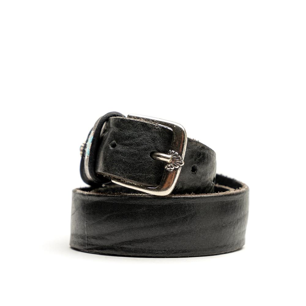 D'AMICO Cintura Cuoio Vintage Nero Passanti Decorati Qualità
