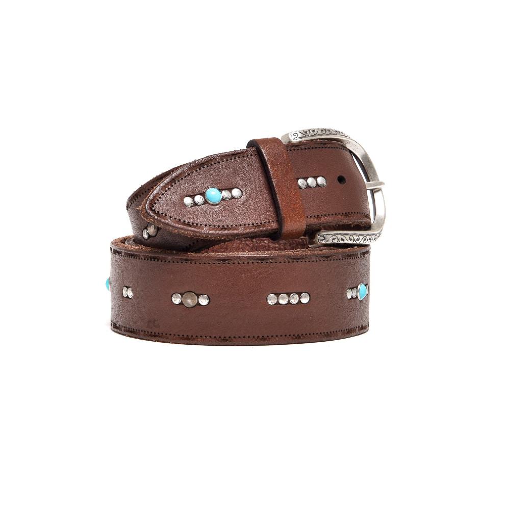 D'AMICO Cintura Borchiette Argento + Turchesi h40 Testa Moro Spedizione Gratuita