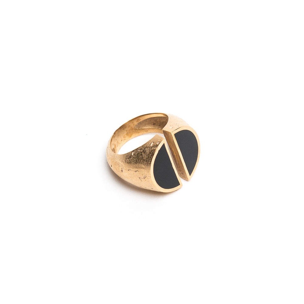 D'AMICO Anello Taglio Bronzo con Lacca Nera Promozione Limitata